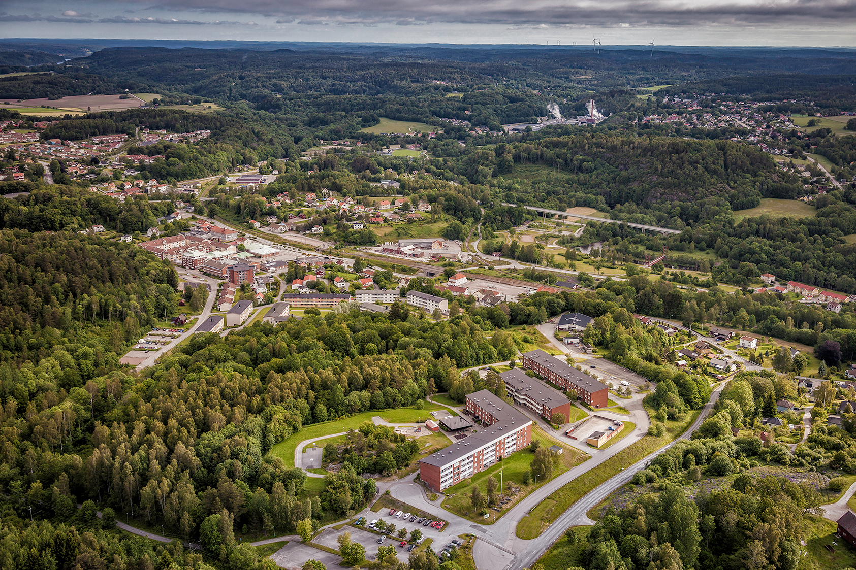 Flygfoto centrala Munkedal